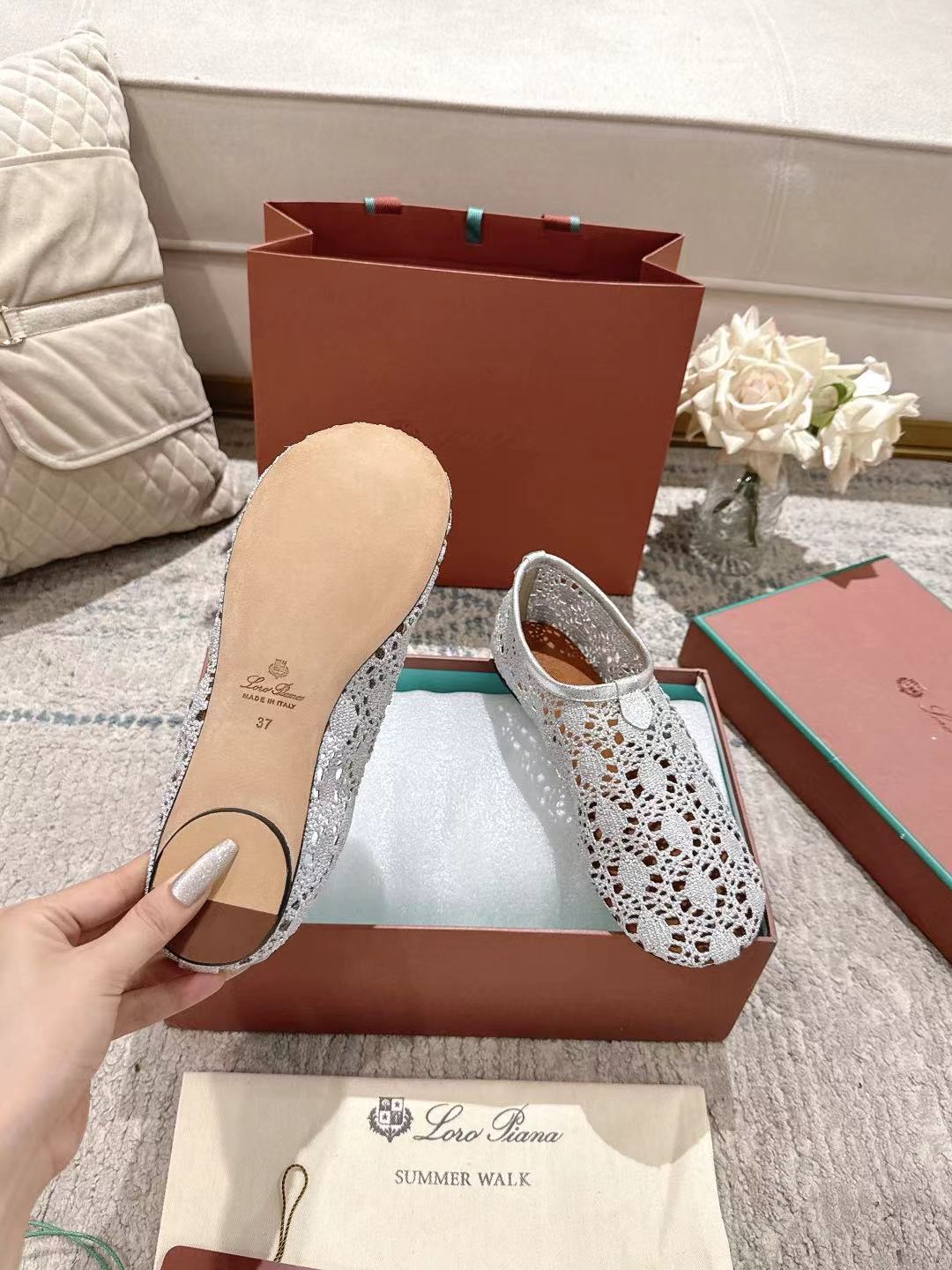 FLAT SHOES 25 IN PAPER WHITE MESH FABRIC - 35