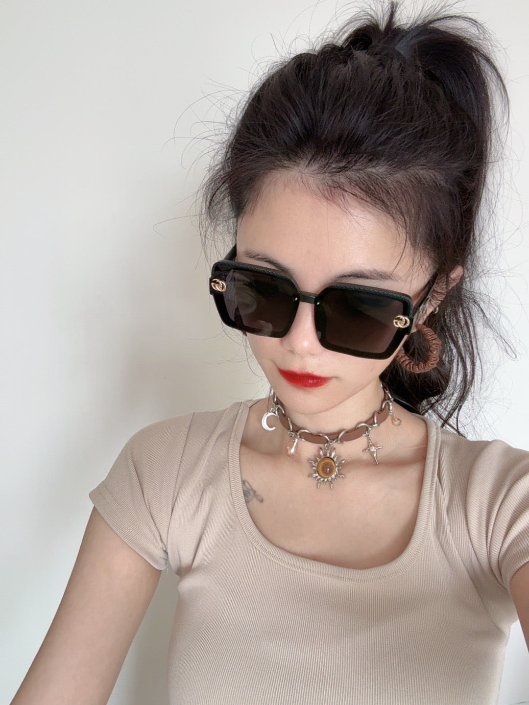 SQUARE FRAME SUNGLASSES G6130 IN ACETATE - Gradient brown