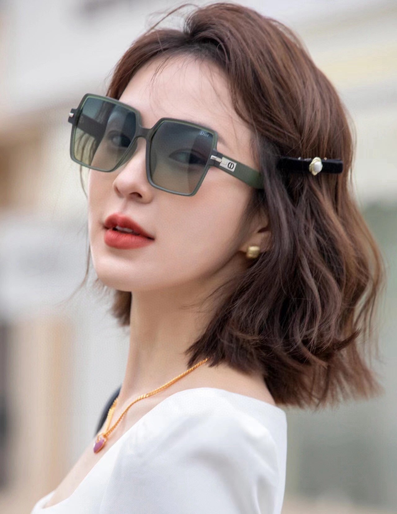 MONTAIGNE SQUARE SUNGLASS CD4780 IN ACETATE - Beige