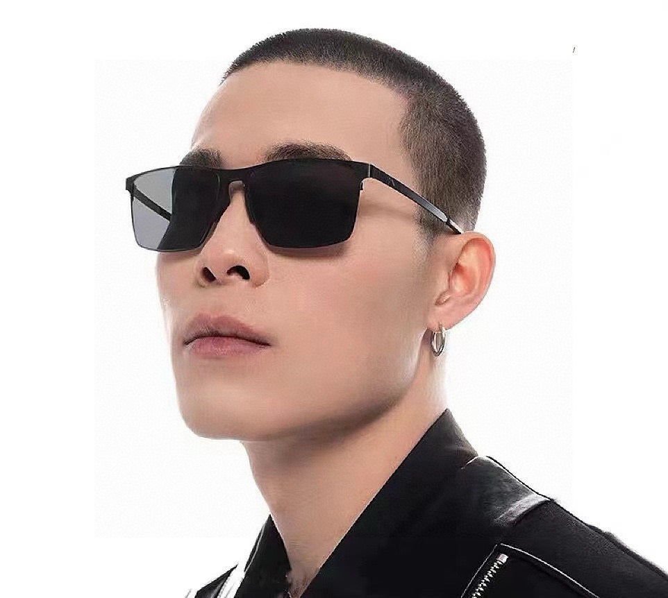 RECTANGULAR FRAME SUNGLASSES G2805 IN METAL - Black