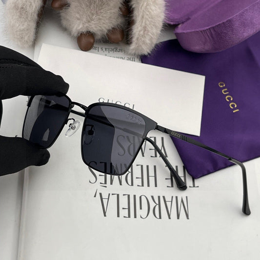 RECTANGULAR FRAME SUNGLASSES G3370 IN ACETATE AND METAL - Grey