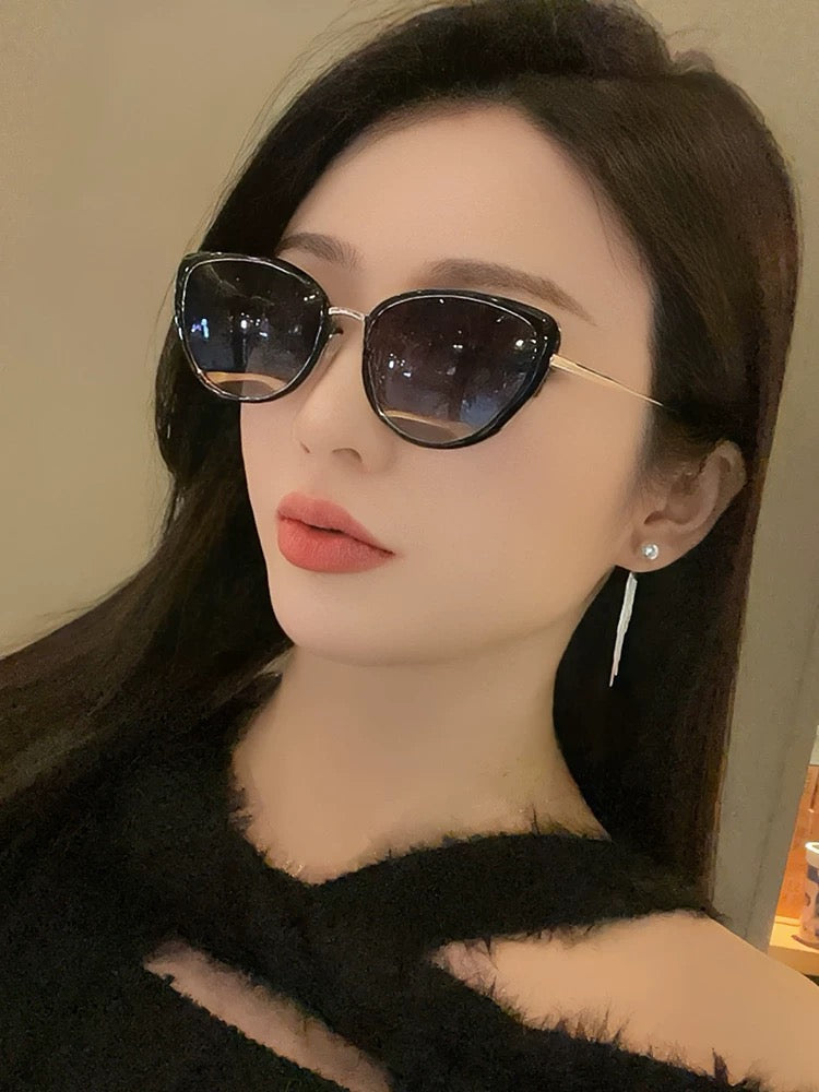 CAT-EYE FRAME SUNGLASSES G8641 IN ACETATE - Brown