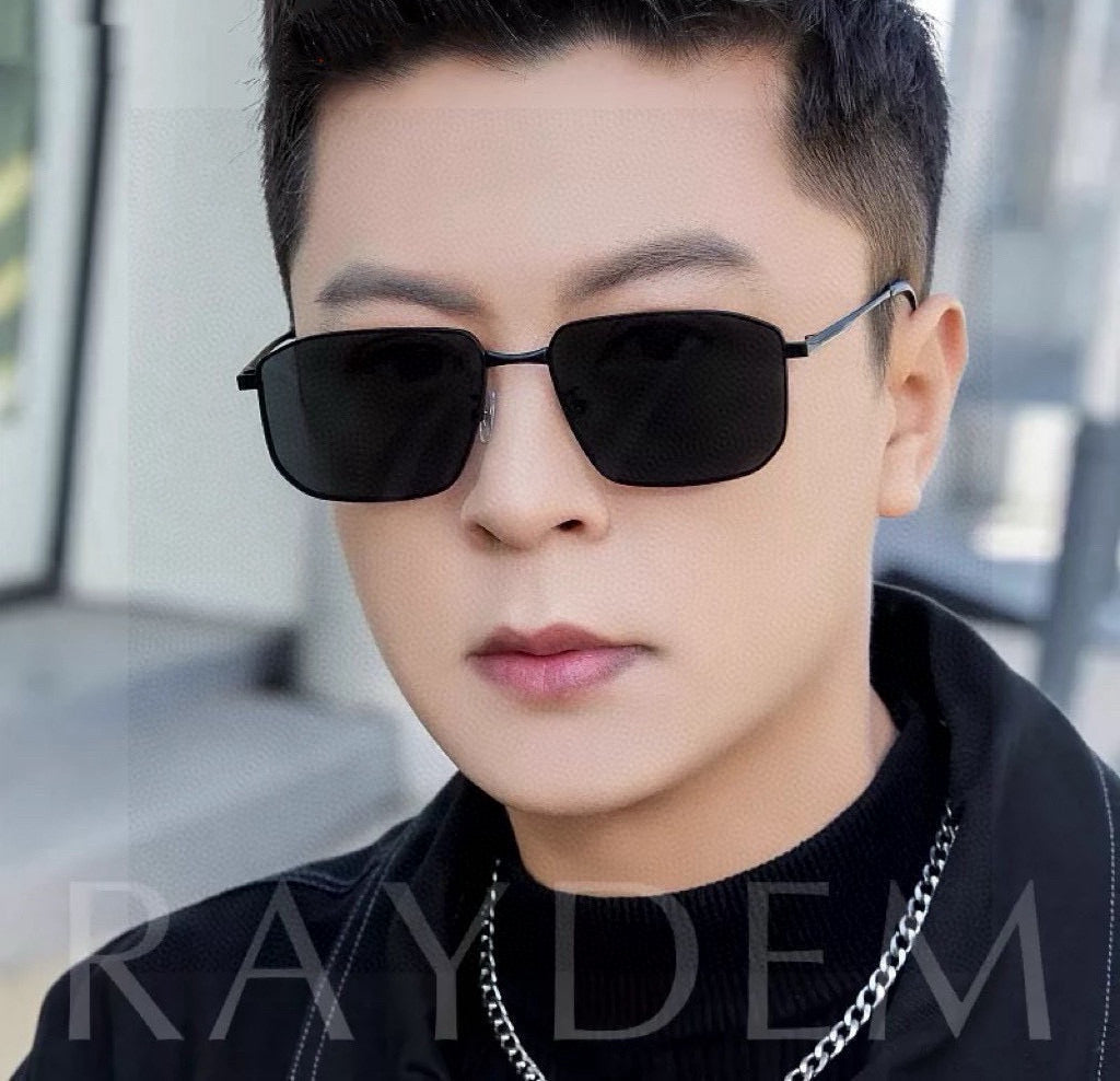 RECTANGULAR FRAME SUNGLASSES G5227 IN METAL - Black