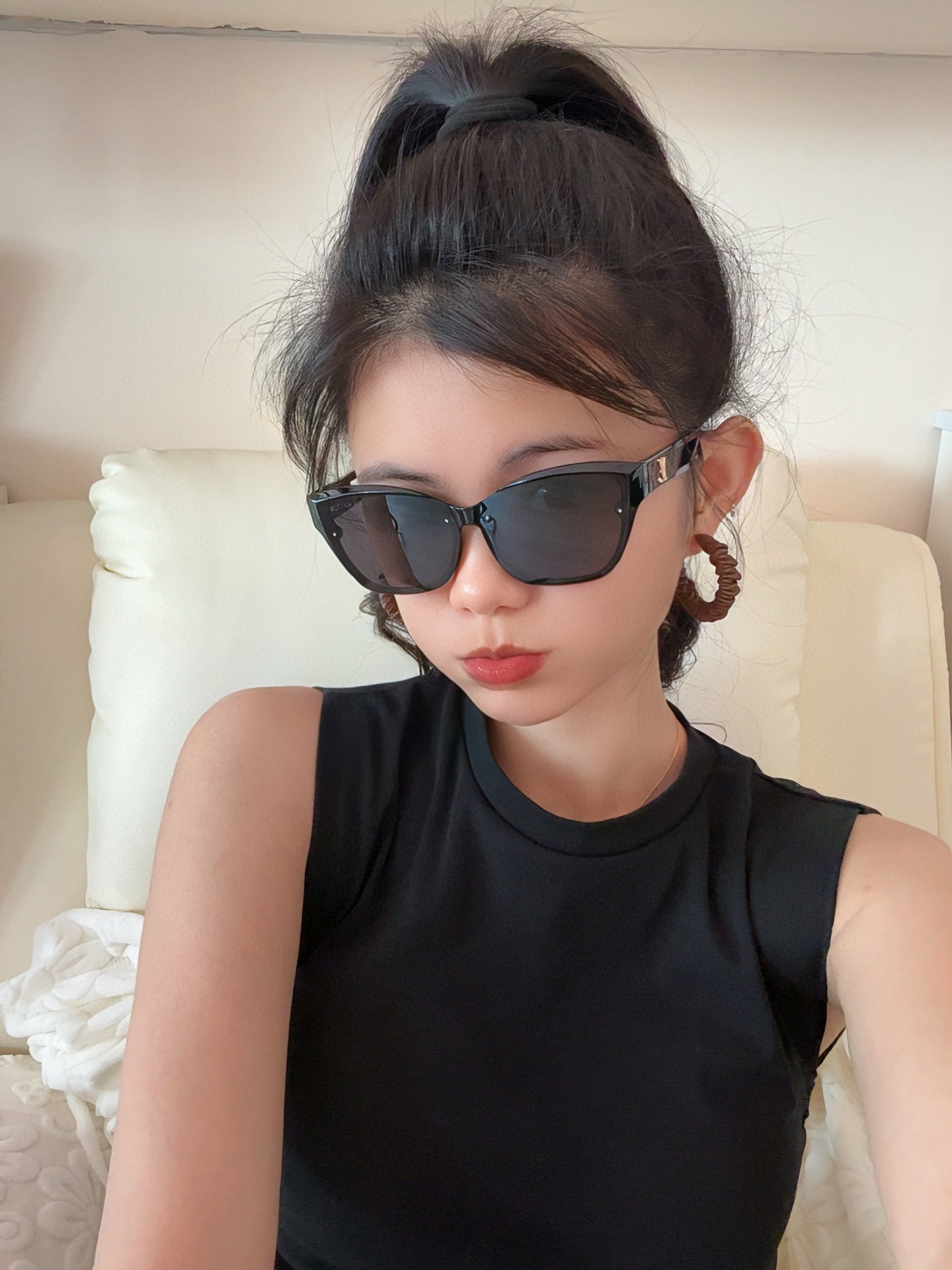 CAT EYE SUNGLASSES L7310 IN ACETATE - Black