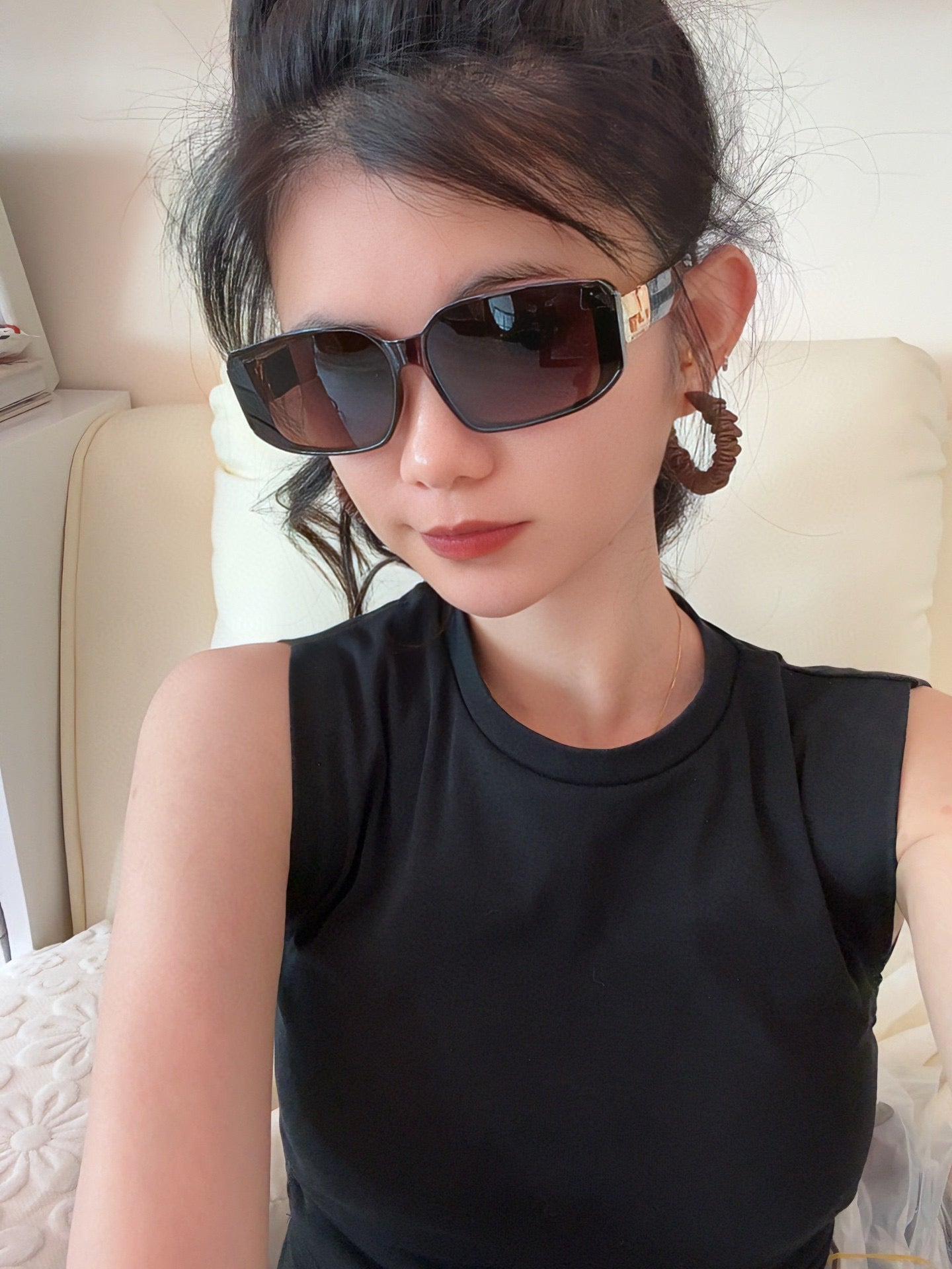 SQUARE SUNGLASSES L5551 IN ACETATE - Black