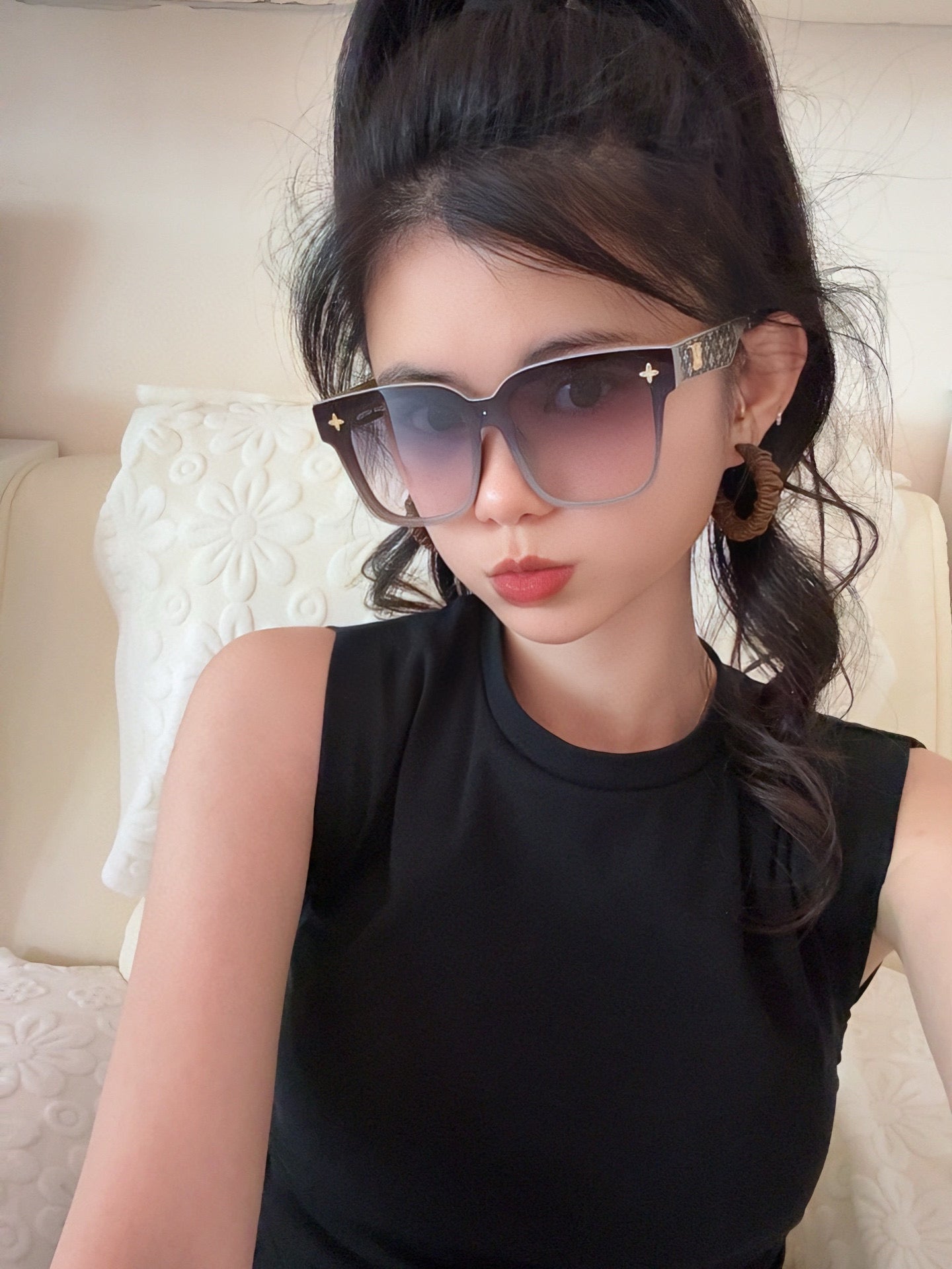 SQUARE ROUND SUNGLASSES L6303 IN ACETATE - Ivory
