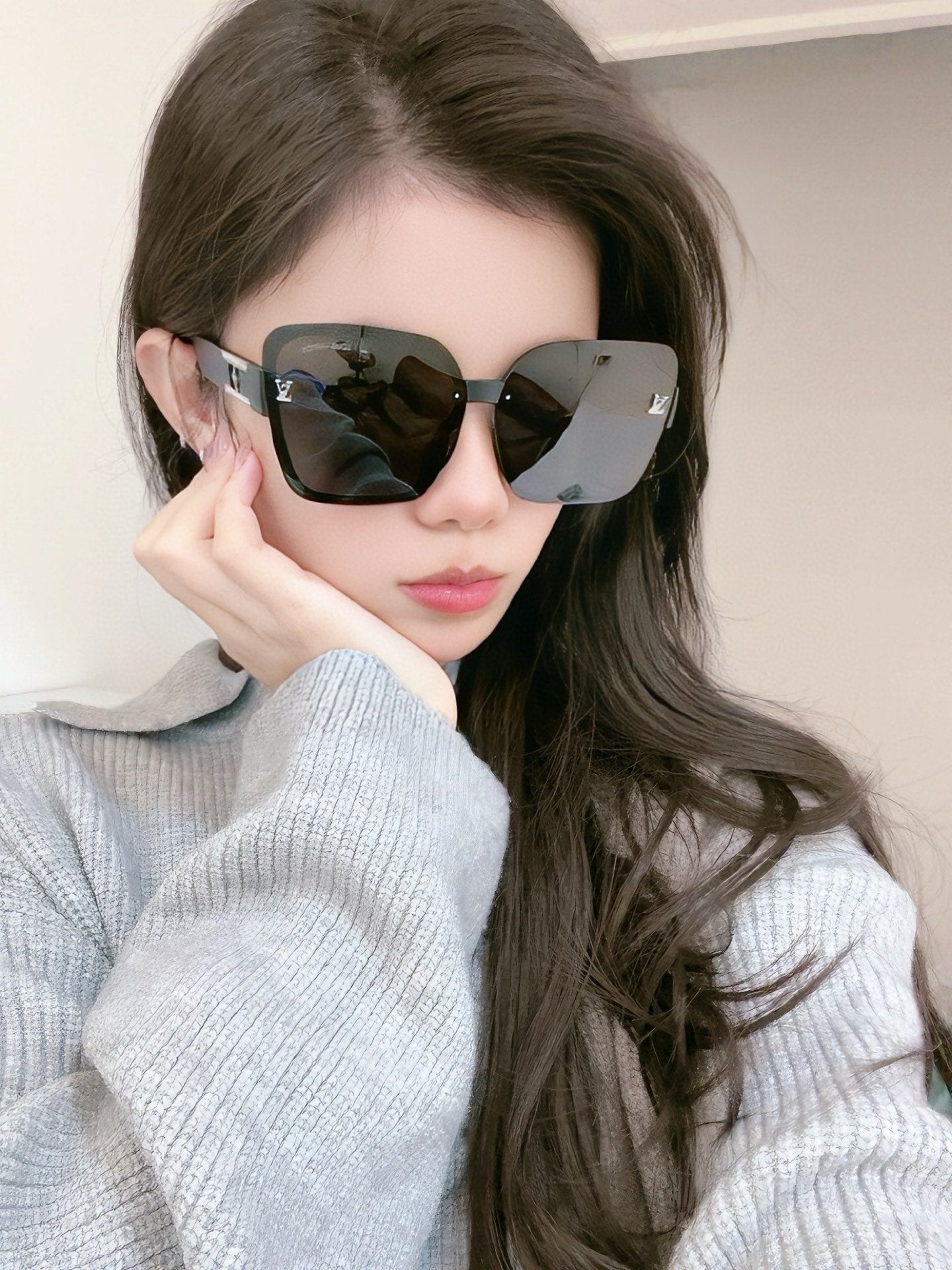 SQUARE SUNGLASSES L0992 IN ACETATE - Black