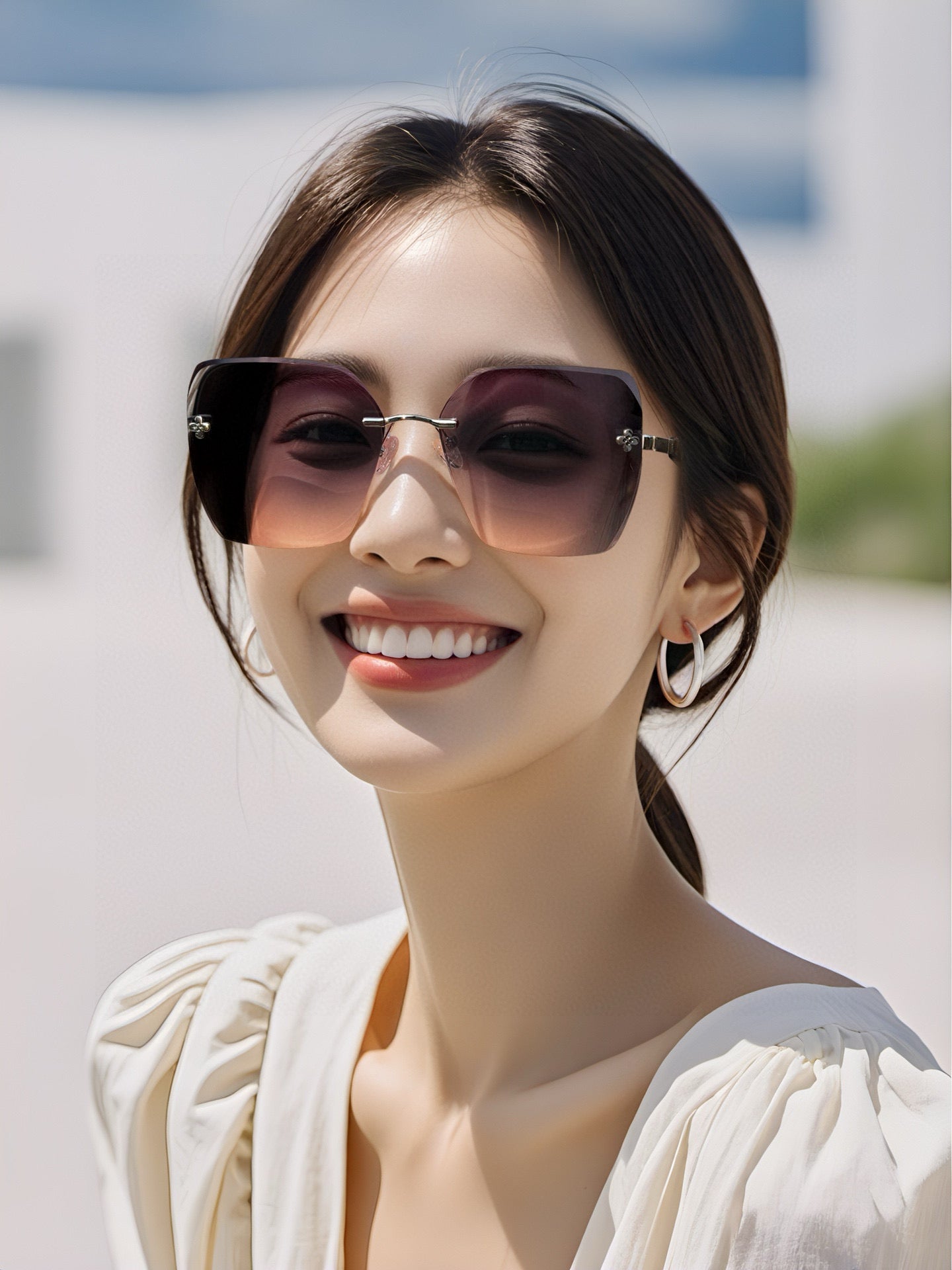 SQUARE SUNGLASSES L8612 IN ACETATE - Black