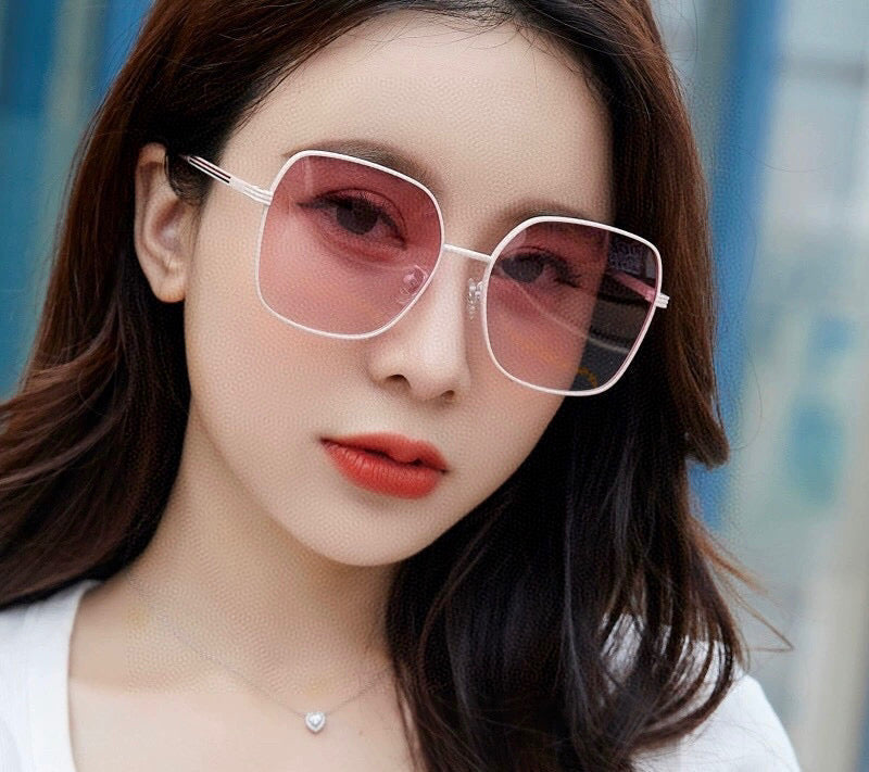 SQUARE FRAME SUNGLASSES G22201 IN METAL - Dark grey/ gradient purple