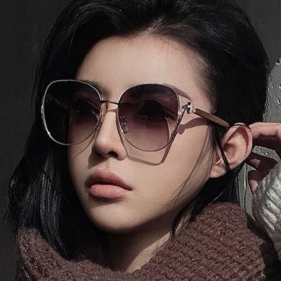SIGNATURE ROUND SUNGLASSES L8638 IN METAL - Dark Brown