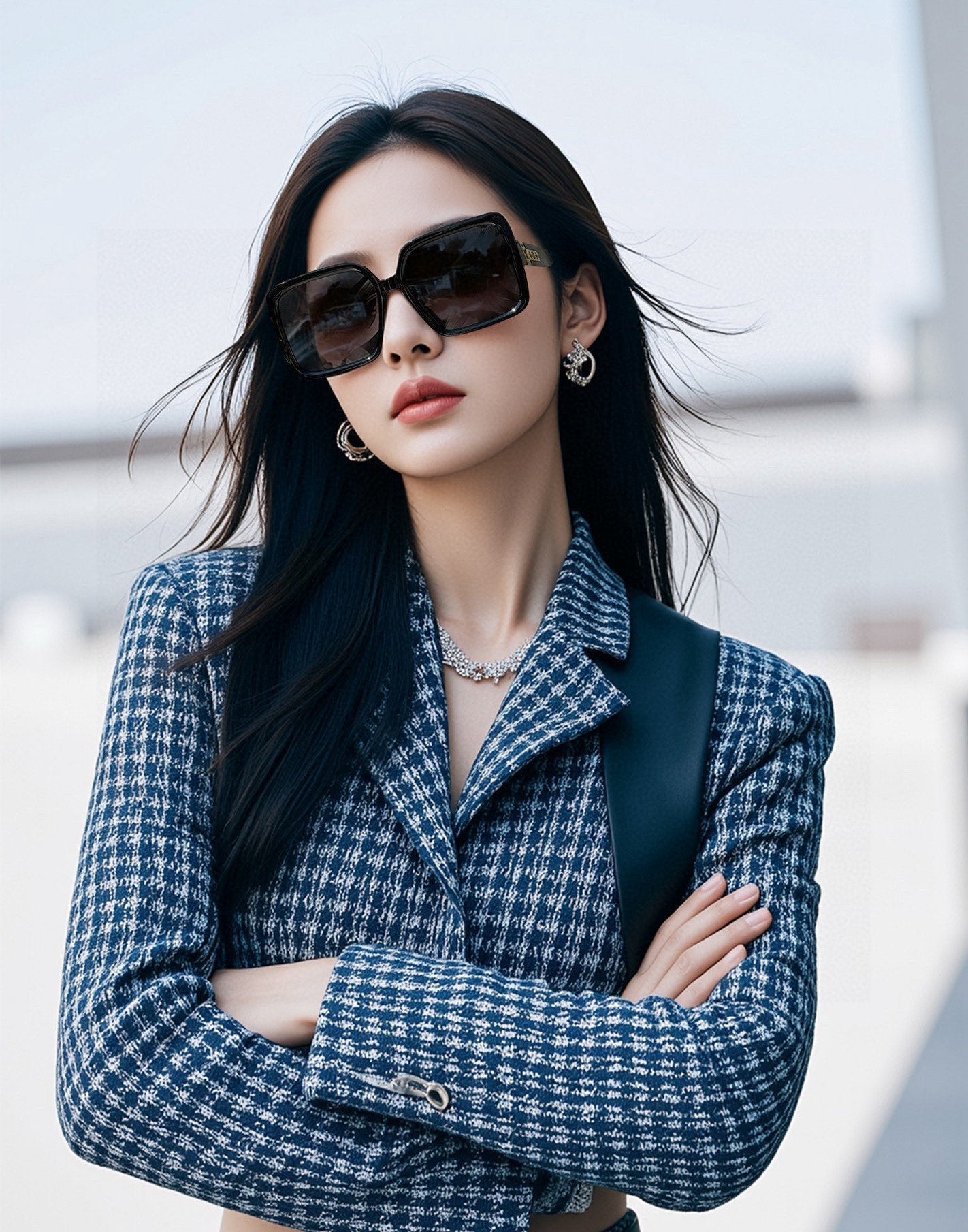 LARGE SQUARE SUNGLASS L6250 IN ACETATE - Beige
