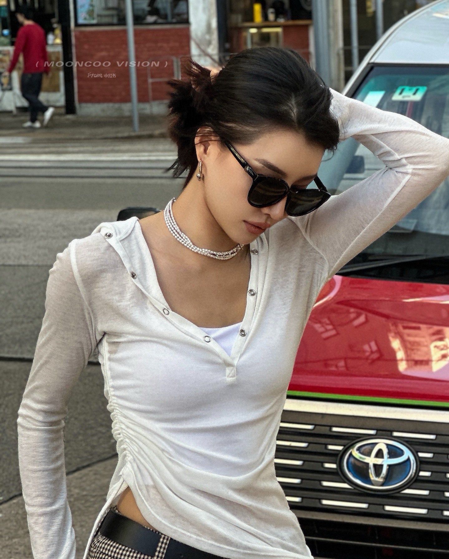 CAT EYE SUNGLASSES L6907 IN ACETATE - Dark Beige