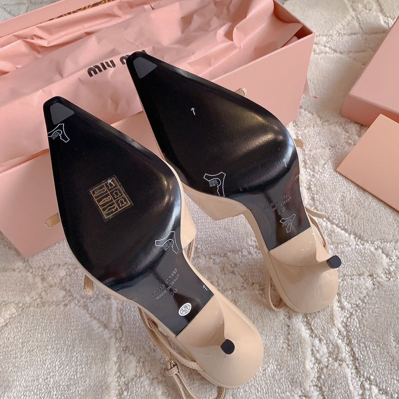 Slingback Ivory Color Leather With Stylized Cross Straps - High heels - 34