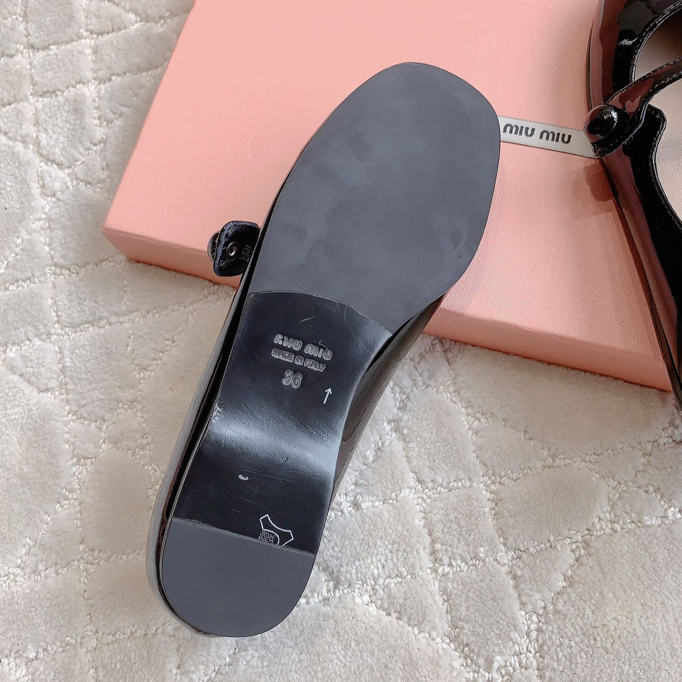 Glossy Black Ballet Shoes Sheepskin - 35