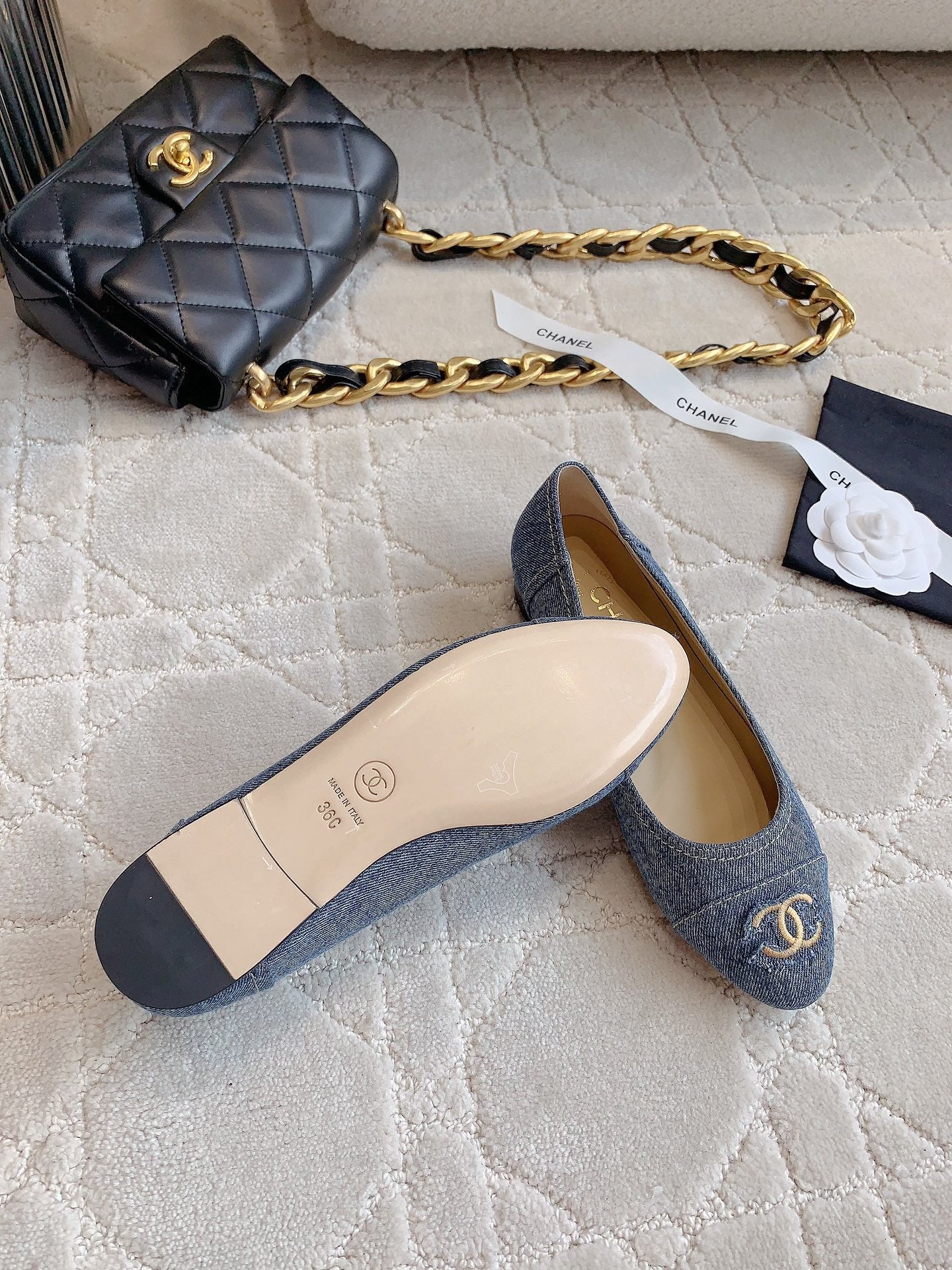 BALLET FLATS IN AEGEAN BLUE DENIM - 34