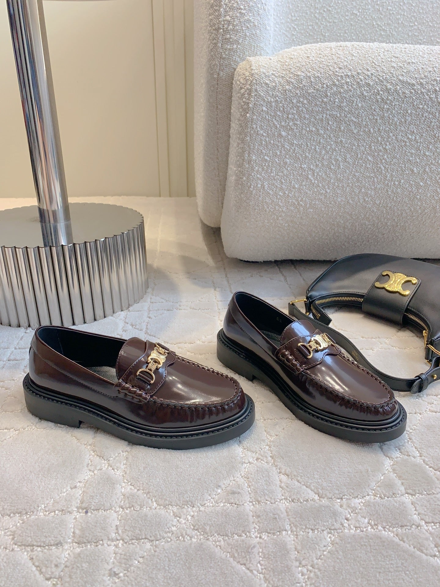 CHANEL 25S ARC DE TRIOMPHE LOAFERS IN ROSEWOOD CALFSKIN GOLD HARDWARE - 35
