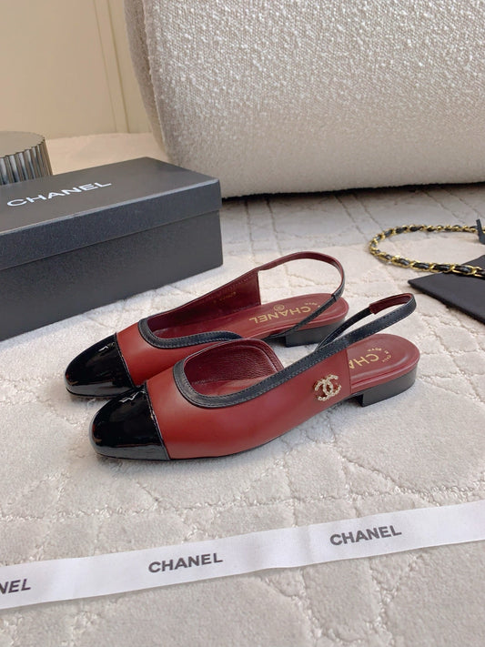 CHANEL 25S СЛІНГБЕКИ З ТЕЛЯЧОЇ ШКІРИ ЧОРНОГО ТА ПАЛІСАНДРОВОГО КОЛЬОРУ, ЗОЛОТА ФУРНІТУРА - 35