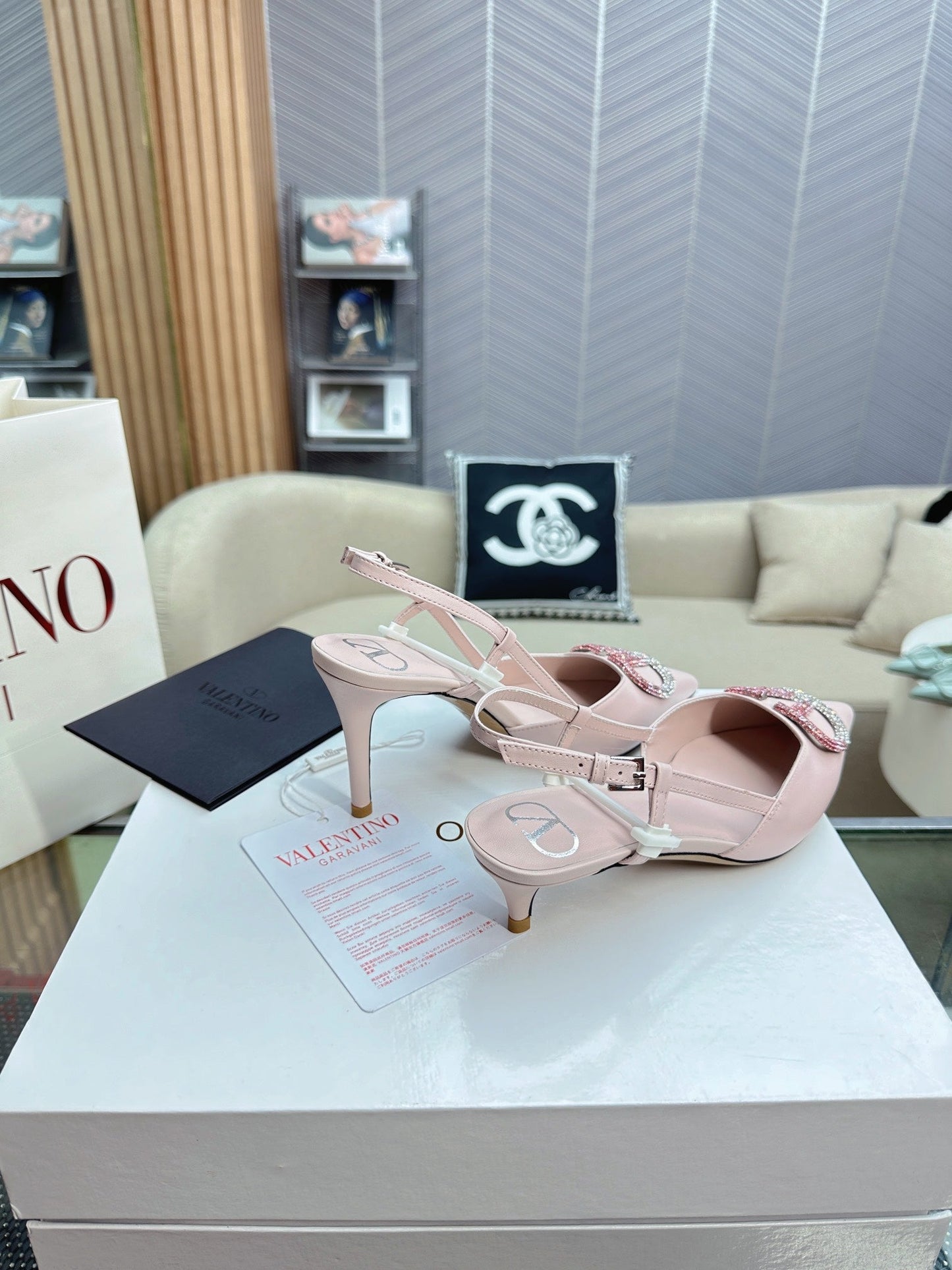 VLOGO SLINGBACK PUMP IN PASTEL PINK CALFSKIN LEATHER - 35 / 4 cm