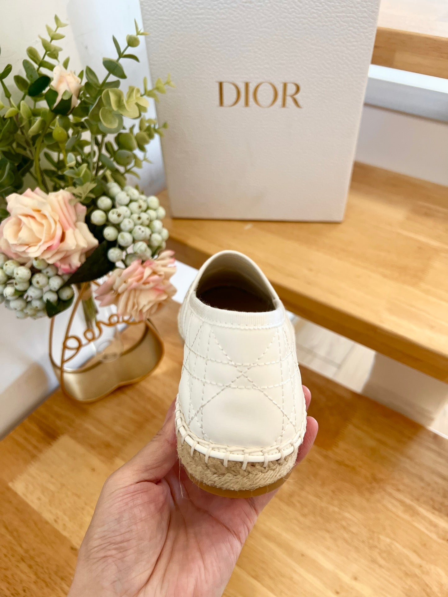 GRANVILLE ESPADRILLE WHITE QUILTED CANNAGE CALFSKIN - 36