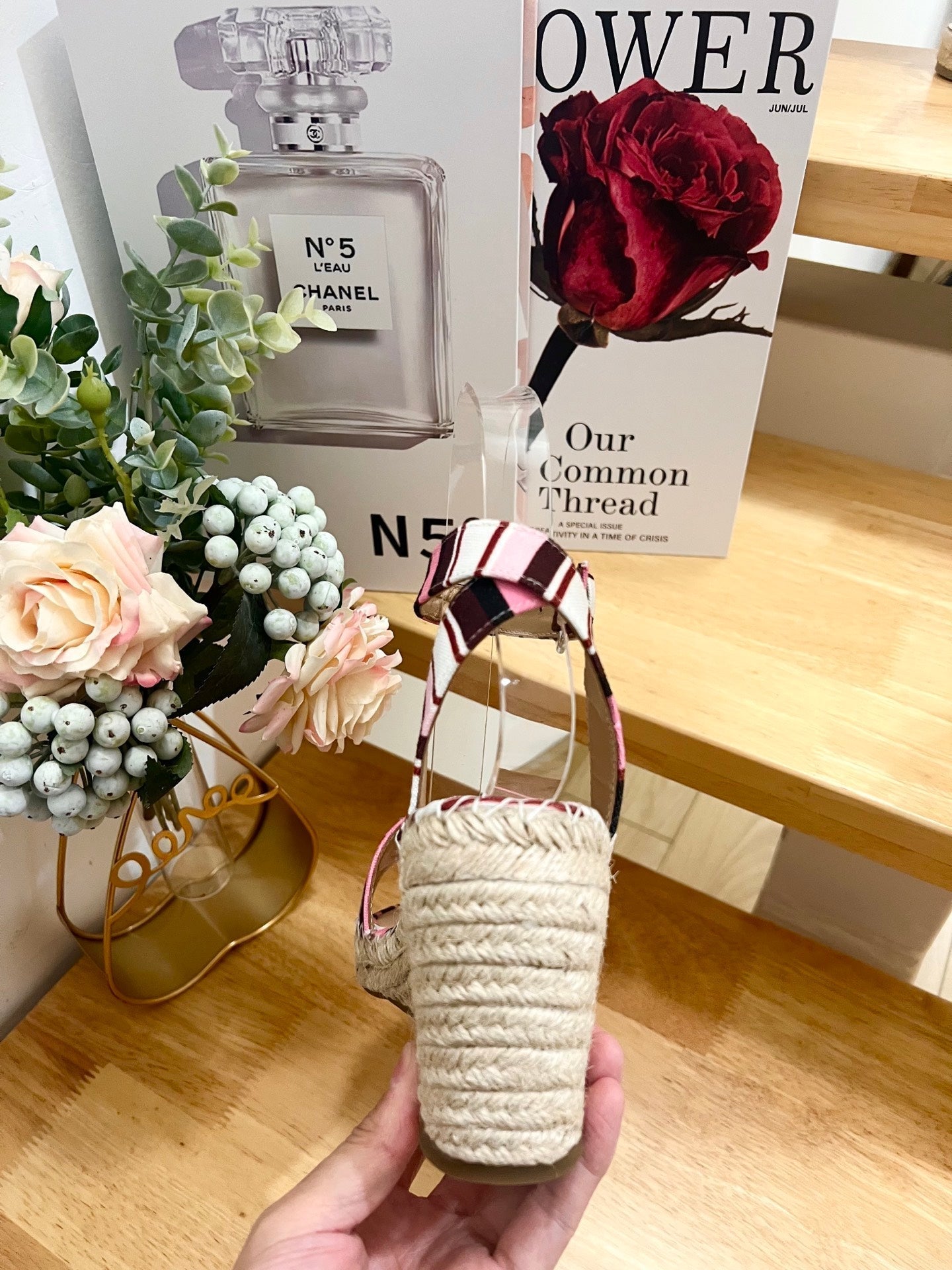 WEDGE SANDALS IN COLORFUL CANVAS 85 MM - 36