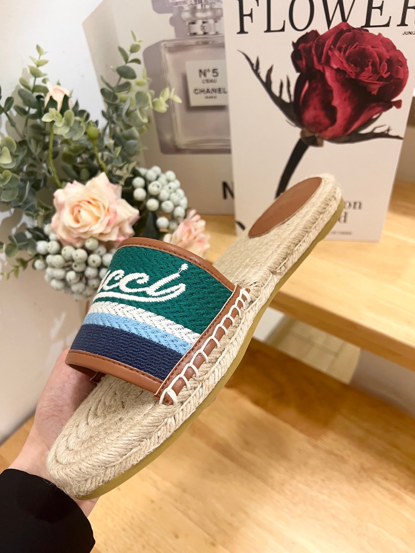 GG SLIDES IN MULTICOLOR RAFFIA - 36