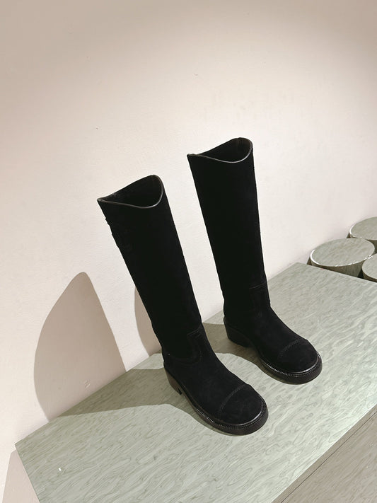 ЧОБОТИ CC HIGH BLACK SUEDE CALFSKIN - 35