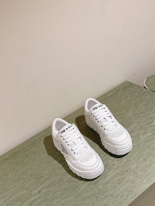 PRA FLATFORM SNEAKERS WHITE CALFSKIN - 35