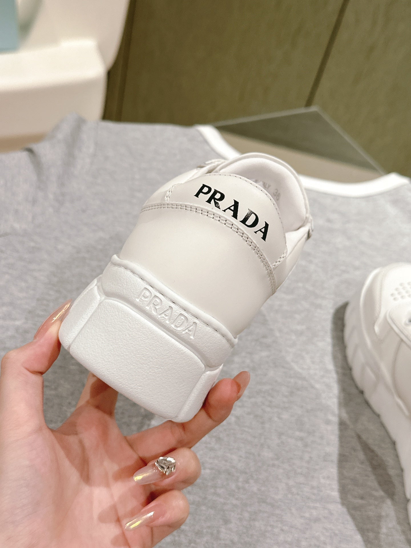 PRA FLATFORM SNEAKERS WHITE CALFSKIN - 35