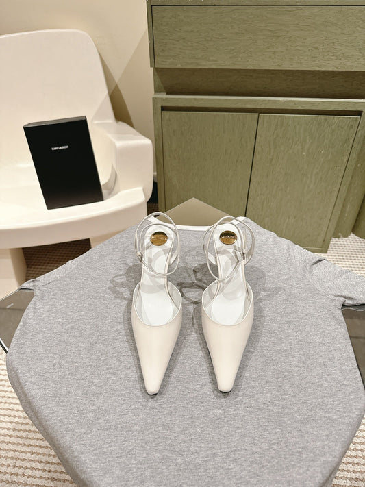 AIM��E HIGH 8 CM SLINGBACK PUMPS IN WHITE PATENT CALFSKIN - 35