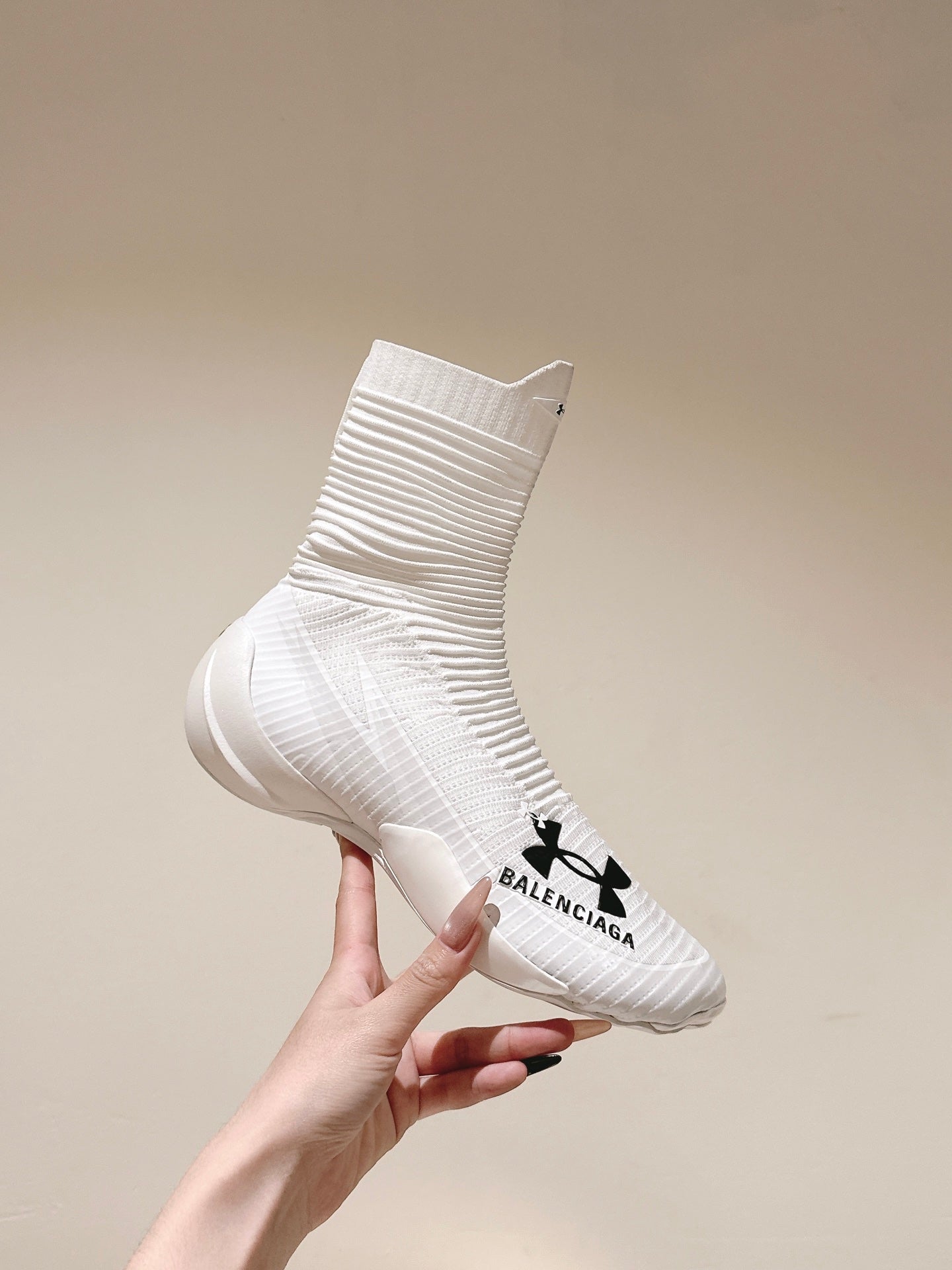 BALENCIAGA 25S HIGH-TOP SNEAKERS IN WHITE COTTON BLEND - 35