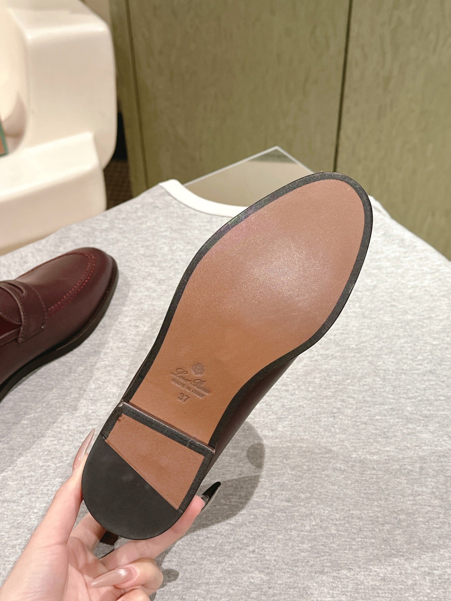 LP LOAFERS 25S IN BURGUNDY BROWN LAMBSKIN - 34
