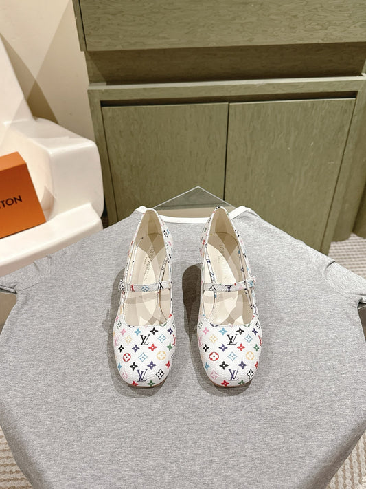 SWING HIGH MARY JANE 55 MM IN WHITE MONOGRAM CALFSKIN - 35