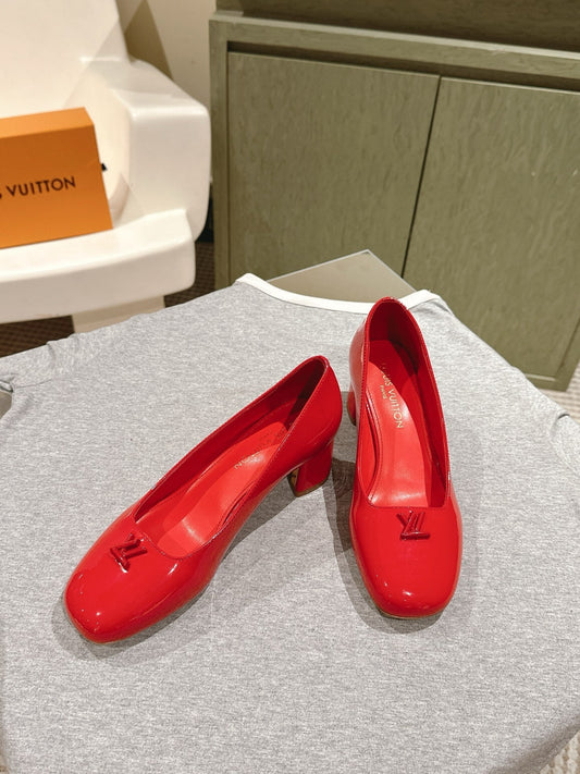 SWING HIGH PUMP 55 MM IN CRIMSON RED PATENT CALFSKIN - 35