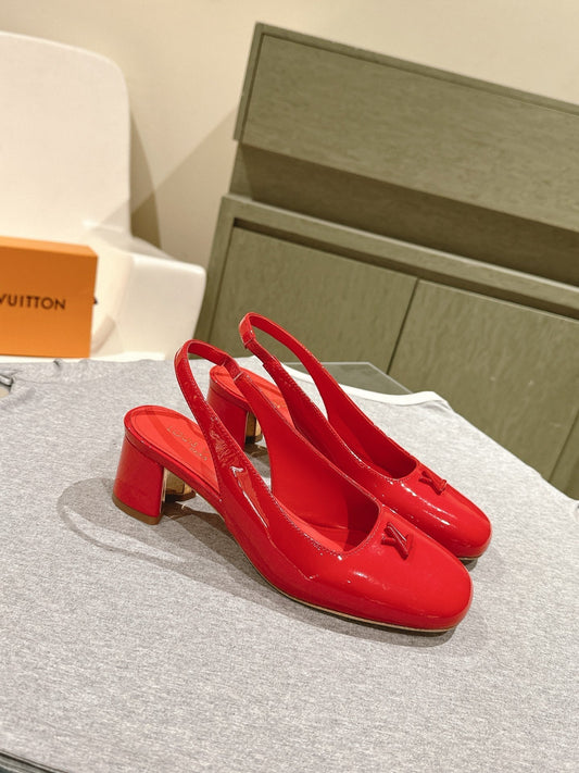 SWING SLINGBACK PUMP 55 MM IN CRIMSON RED CALFSKIN - 35