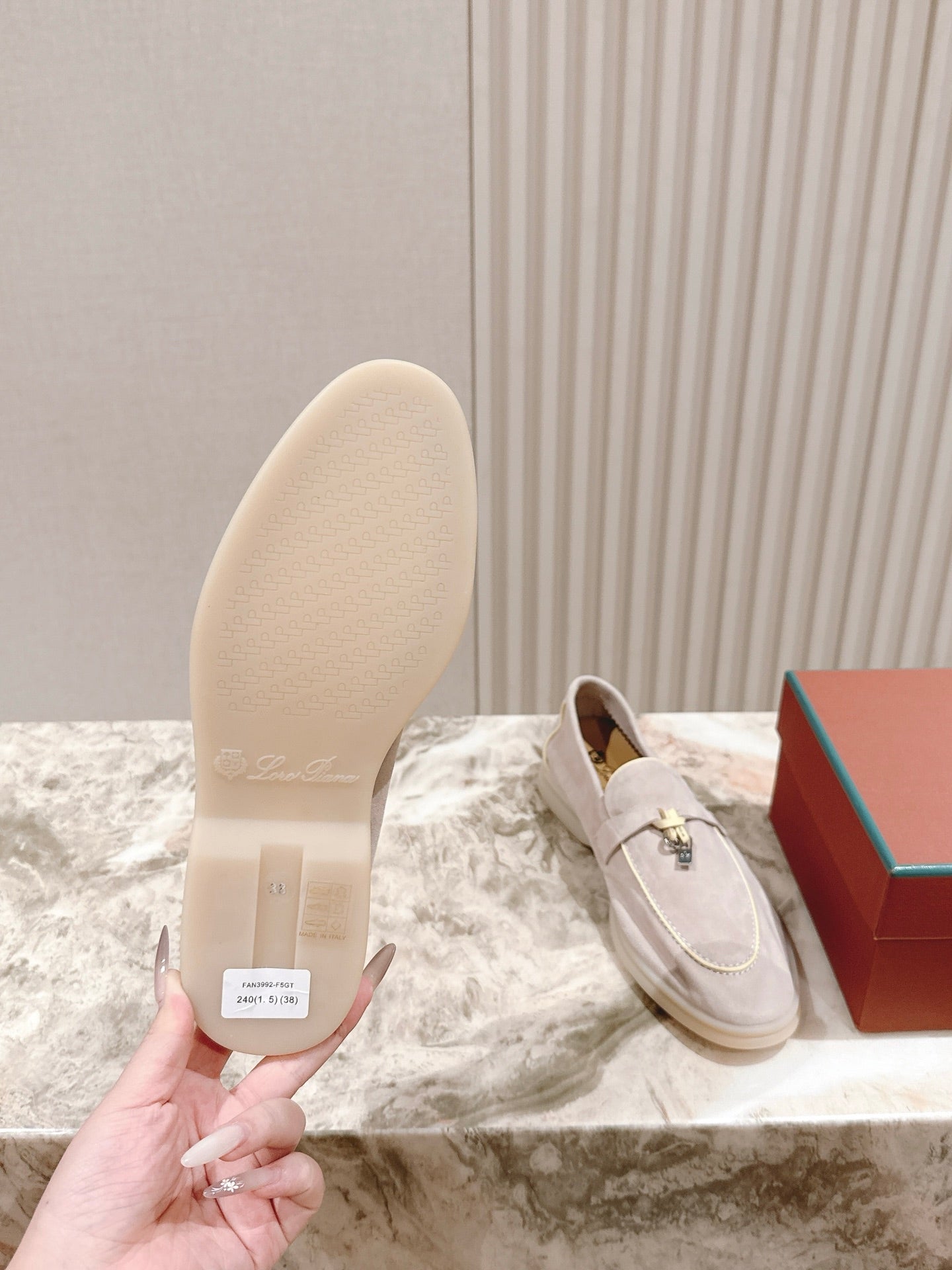 LP LOAFERS 25S IN DUSTY PINK SUEDE WITH SILVER HARDWARE - 35