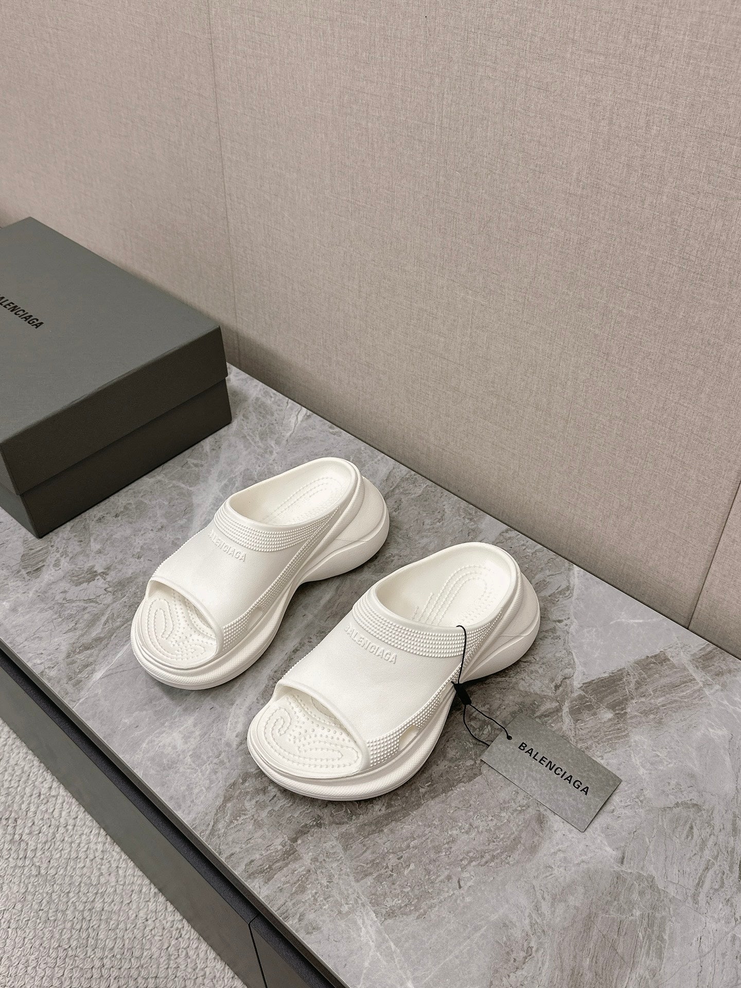 POOL CROCS SLIDE SANDAL IN WHITE RUBBER - 35