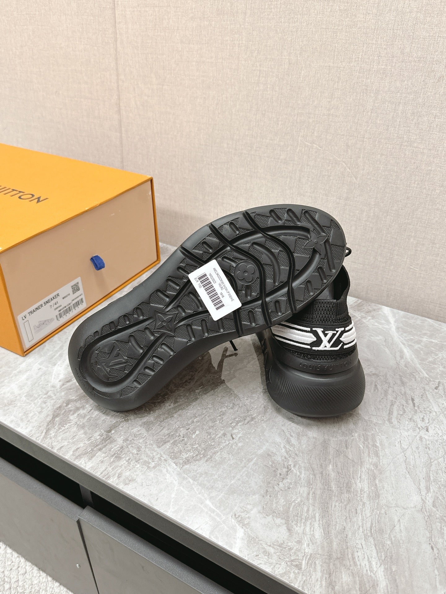 SNEAKERS IN BLACK DAMIER ELASTIC FABRIC - 39