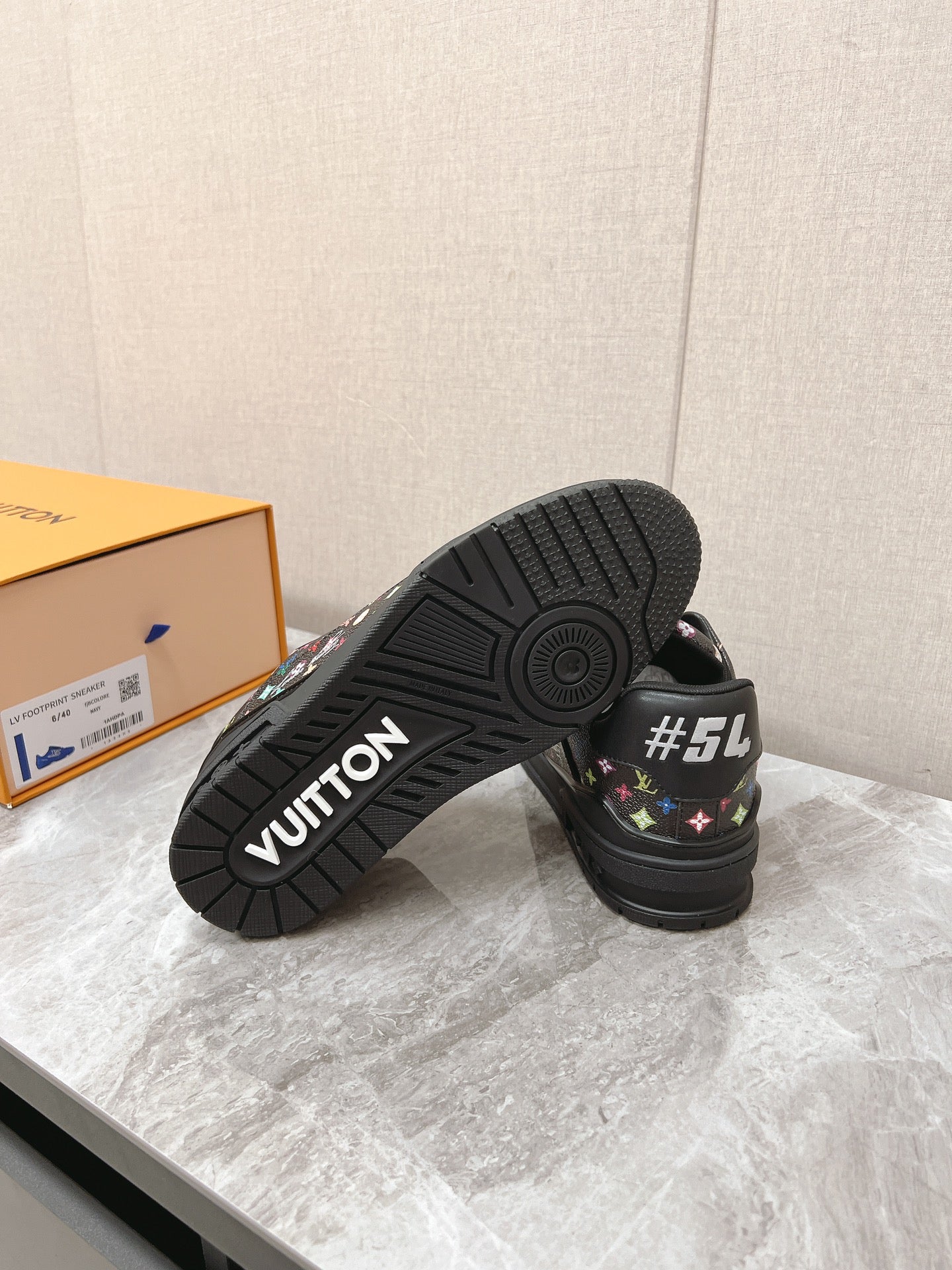 TRAINER SNEAKER IN BLACK MIX COLORFUL CALFSKIN - 35