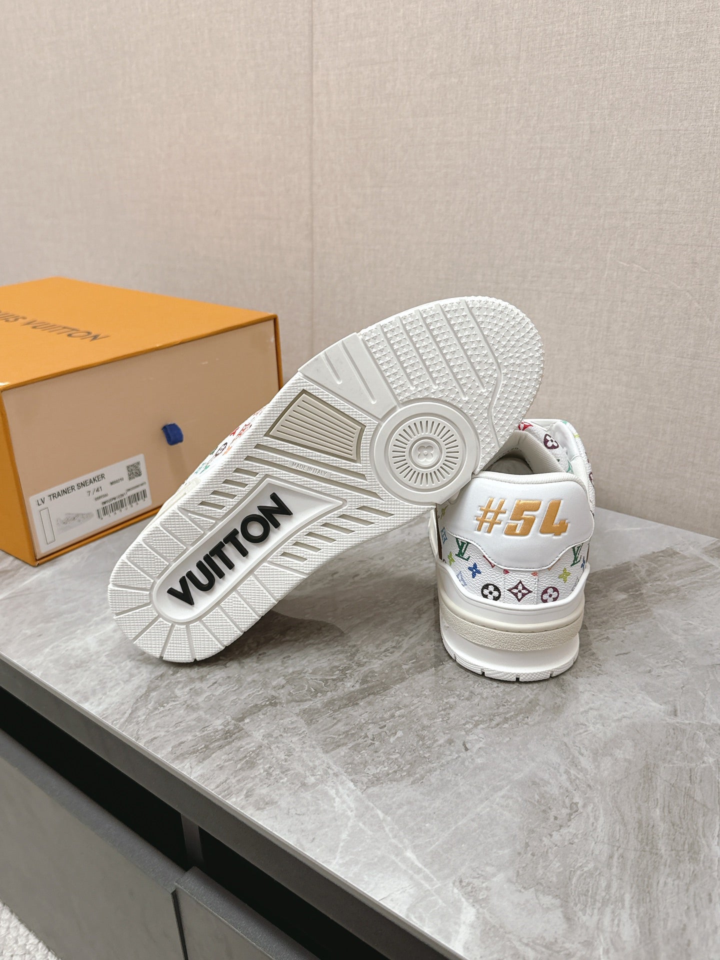 TRAINER SNEAKER IN WHITE MIX COLORFUL CALFSKIN - 35