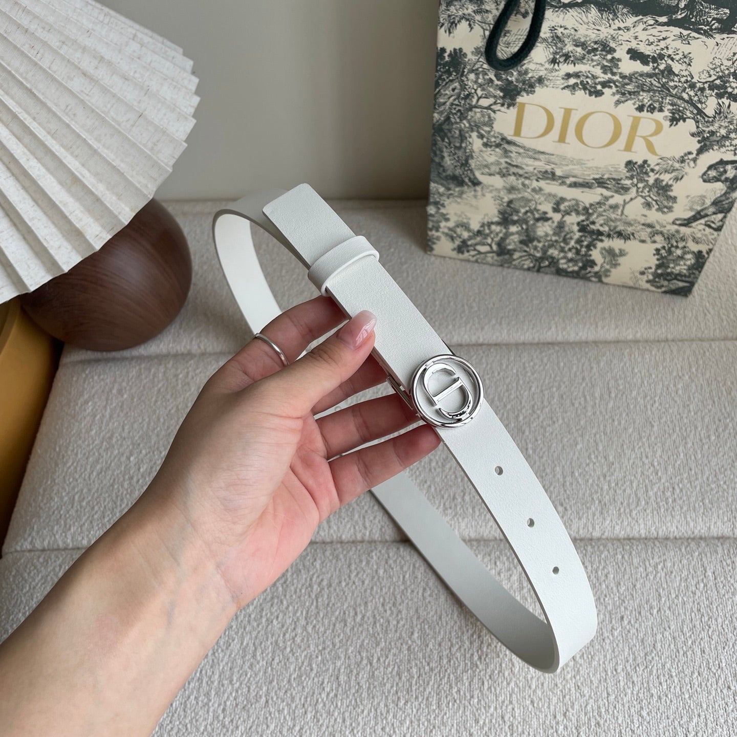 DIOR 25S BELT 25 MM IN WHITE CALFSKIN 572159 - 30