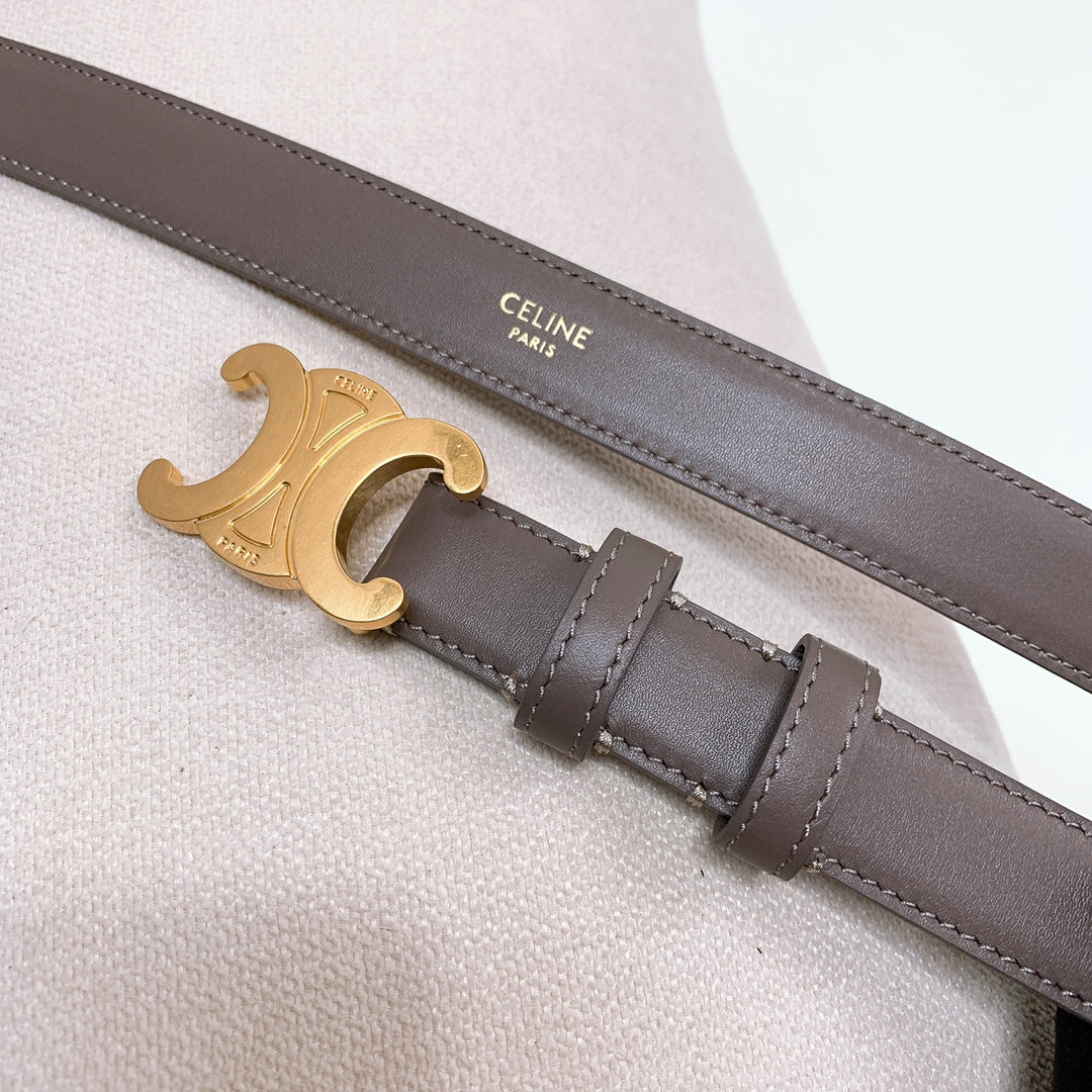 CL MEDIUM 25 MM TRIOMPHE BELT IN CHOCOLATE BROWN LEATHER GOLD HARDWARE - 30