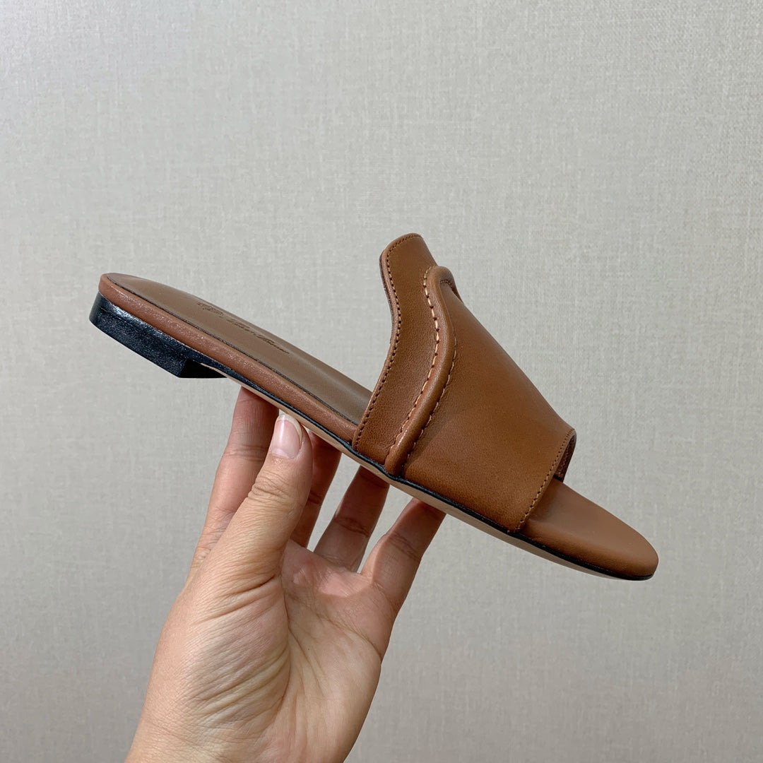 LP HIGHT TOP FLAT SLIPPERS TAWNY CALFSKIN - 35
