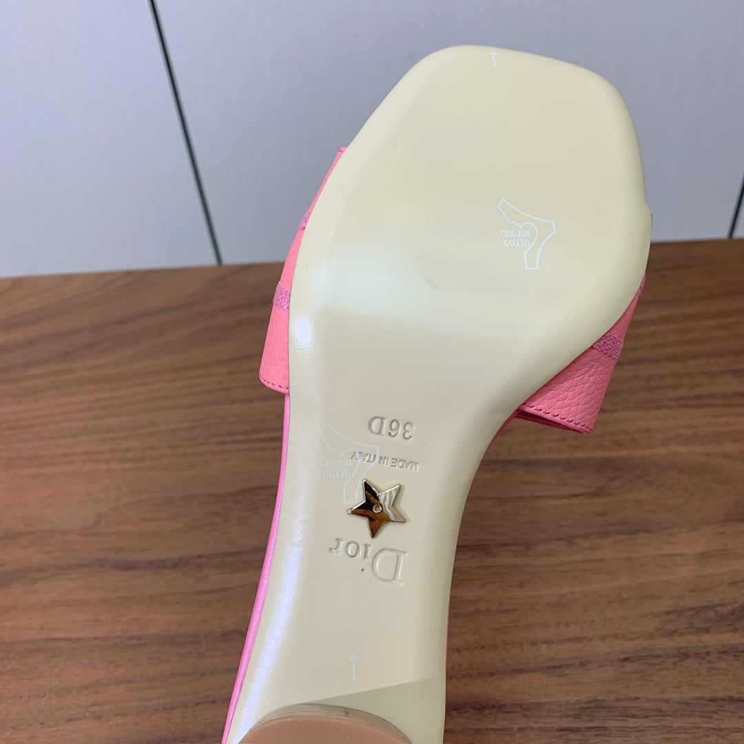 DIOR 25S HIGH-HEEL SANDALS 40 MM IN PINK CALFSKIN - 34