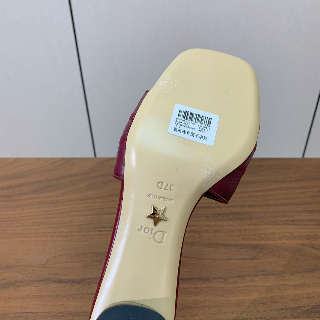 DIOR 25S HIGH-HEEL SANDALS 40 MM IN DARK RED CALFSKIN - 34