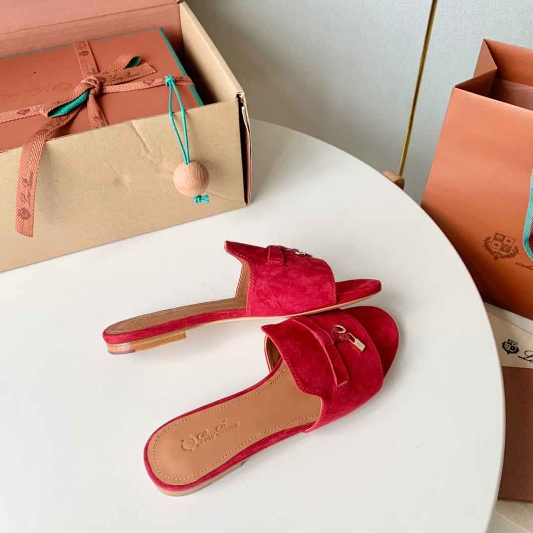 Summer Charms Sandals in Red Suede - 35