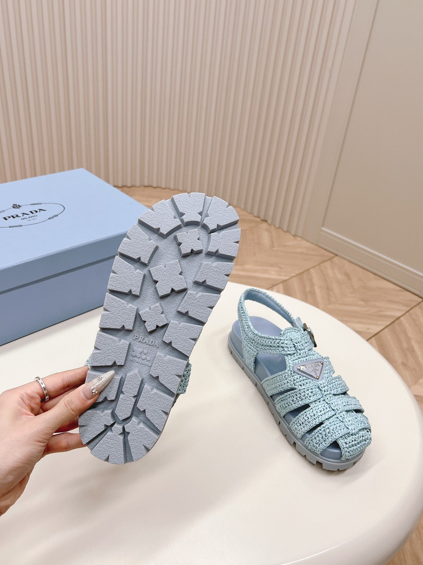 PRA RUBBER FISHERMAN SANDALS SKY LAMBSKIN - 35