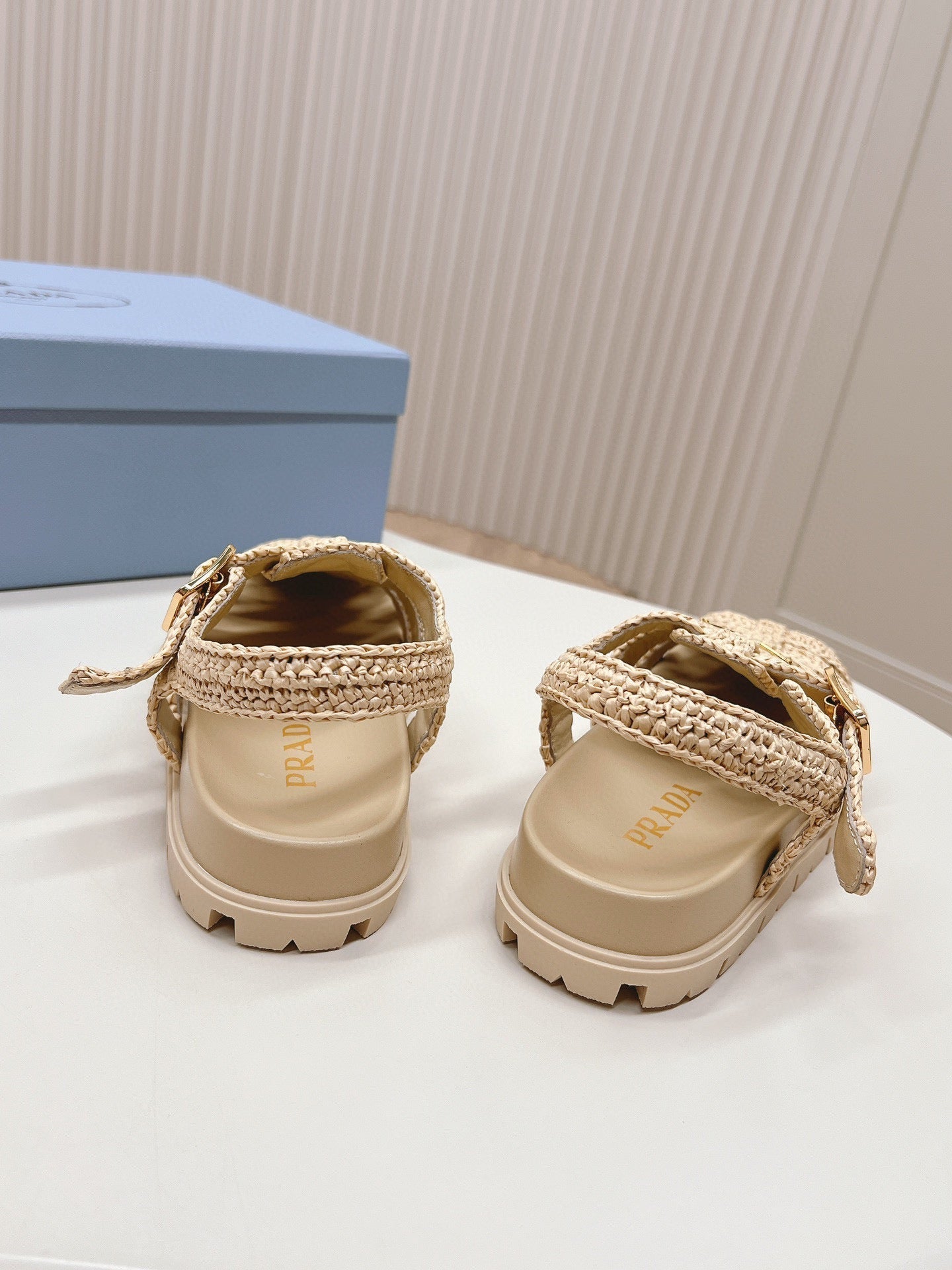 PRA RUBBER FISHERMAN SANDALS BEIGE LAMBSKIN - 35