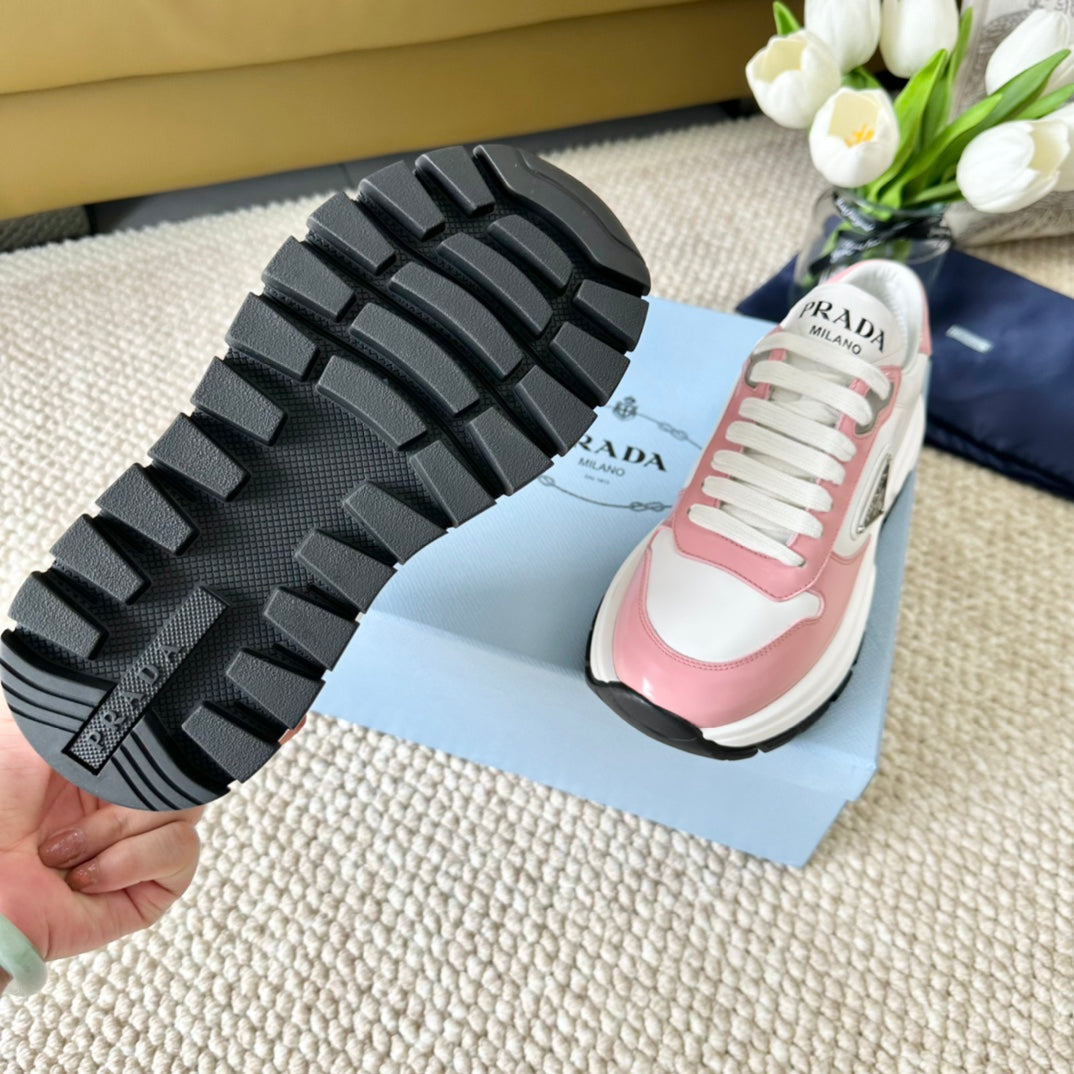 PRA THICK SOLE SNEAKER WHITE AND PINK CALFSKIN - 35