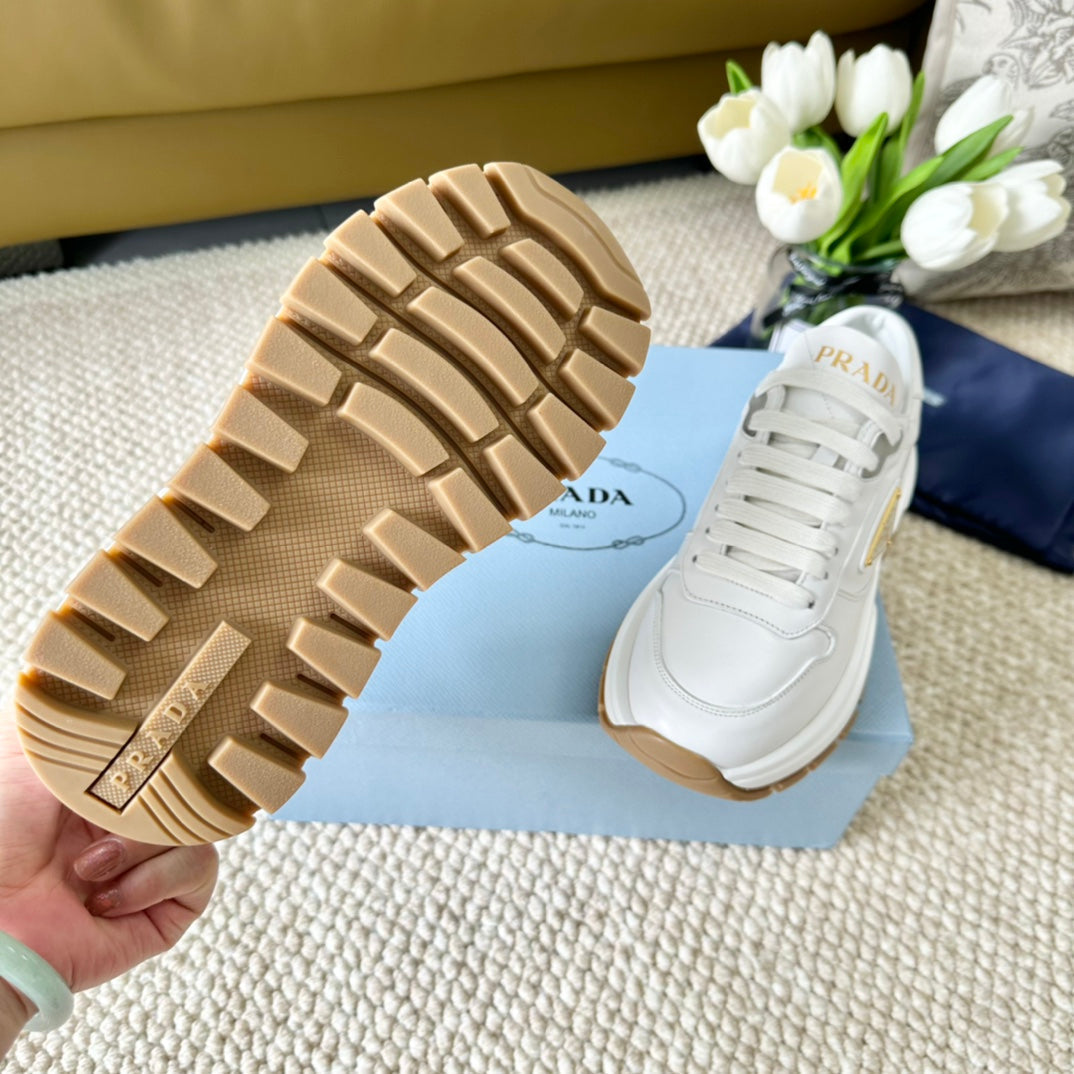 PRA THICK SOLE SNEAKER WHITE CALFSKIN - 35