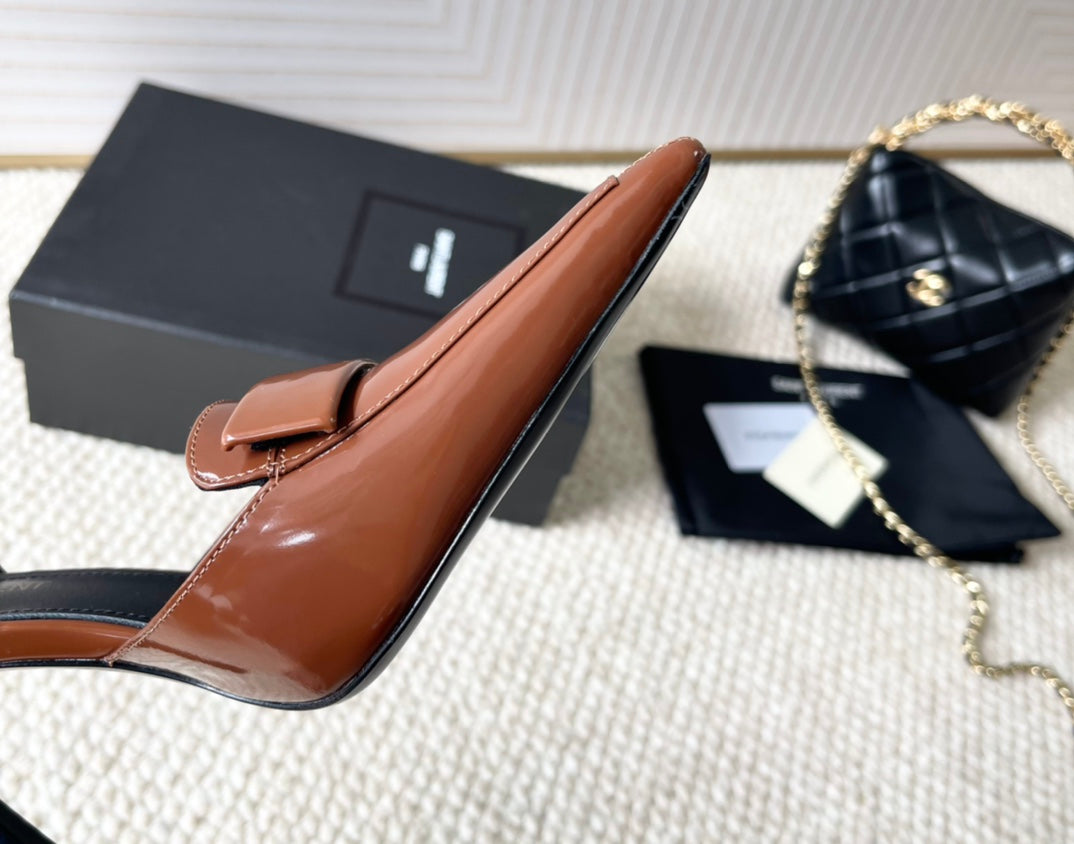 D'ORSAY PUMPS IN BRONZE BROWN SMOOTH CALFSKIN - 35